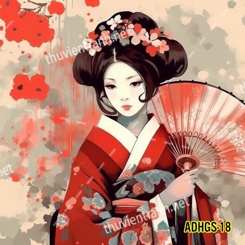 Tranh dán tường hoa cô gái Geisha Nhật Bản-ADHGS-18 - Kết quả tìm kiếm tranh tường